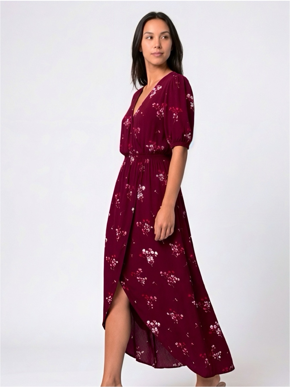 Express Cottagecore Wrap Style Floral High Low Midi Dress Practical Magic Fall